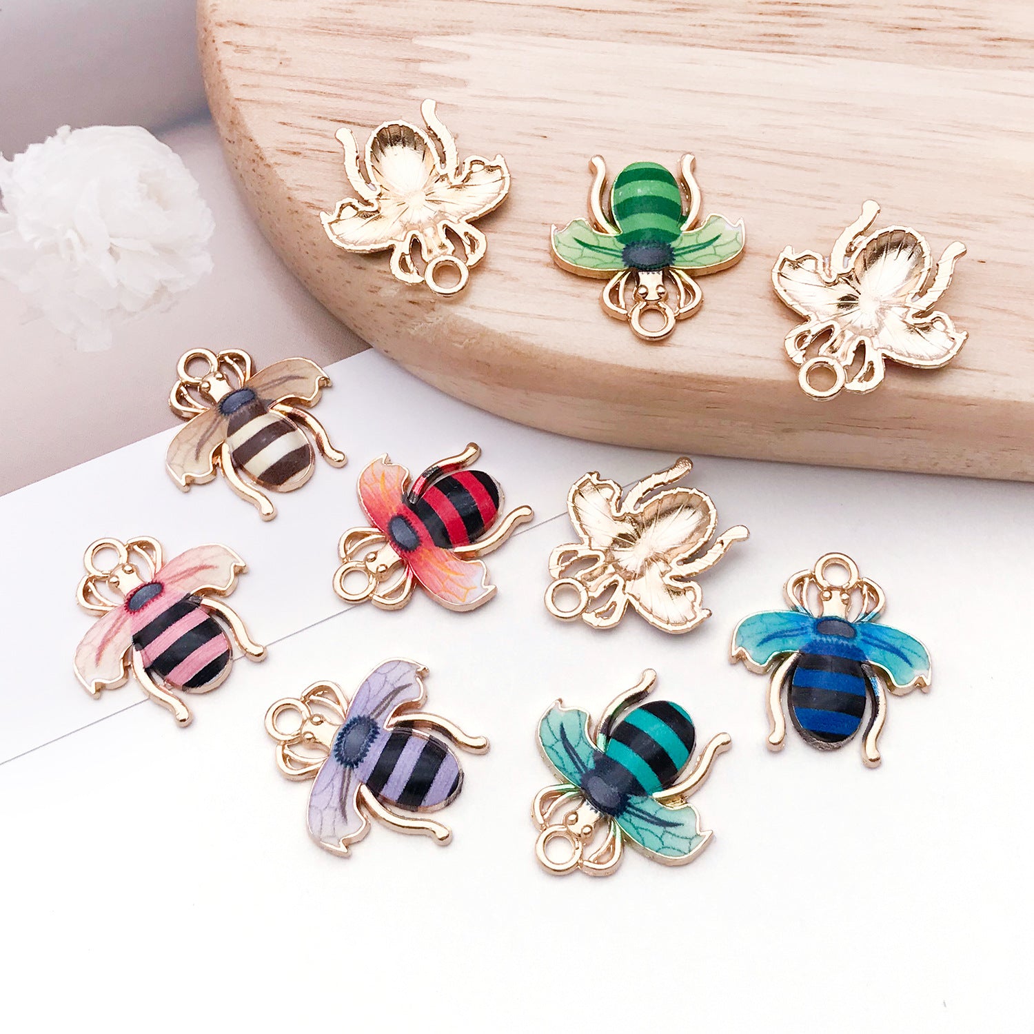 Colorful Enamel Zinc Alloy Bee Charm Pendant for DIY Necklace Bracelet Earrings