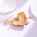 Red Gold Tone Flower Enamel Metal Brooch Pin 5.5 cm view 3