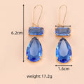 Dual Stone Geometric Crystal Dangle Earrings 5 Color Styles view 4