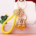 Pearl Filled Treasure Bowl Keychains in Red Gold and Purple view 6