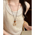 Wood Bead and Woven Pendant Long Cord Necklace Five Styles view 9