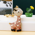 Jeweled Giraffe Keychains in White Pink and Blue with Braided Loops view 4