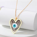 Gold Tone Large Heart Resin Evil Eye Pendant Necklaces view 8