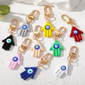 Gold Tone Colorful Hamsa Evil Eye Clip Keychains in Nine Colors view 1