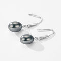 Silver Tone Gray Faux Pearl Drop Earrings With Tapered Hooks view 2