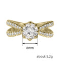 Gold Silver Cross Band Round CZ Solitaire Fashion Ring view 4