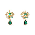 Gold-Tone Moon Star Green Crystal Teardrop Drop Earrings view 5