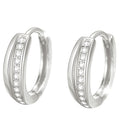 Twisted Channel Crystal Huggie Hoop Earrings Three Metal Colors view 5