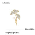 Crystal Ginkgo Leaf Brooch with Single Pearl Accent view 5