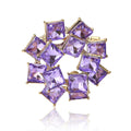 Square Crystal Circular Brooch Gold Tone Green Or Purple view 5