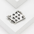 Abalone Shell Geometric Brooch with Polished Metal and Decorative Accents view 4