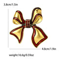 Antique Gold Enamel Bow Brooch Black or Red Outline Pin view 7