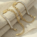 Crystal Baguette and Elongated Link Bracelets in Gold and Silver Tone view 2