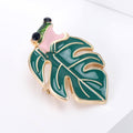 Green Leaf Frog Brooch in Black or Pink with Gold Tone Trim view 5