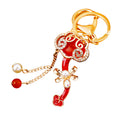 Jeweled Ruyi Tassel Keychains in Five Colors with Long Chain Accents view 5