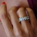 Five Oval Clear Stone Half-Eternity Ring In Silver Tone view 2