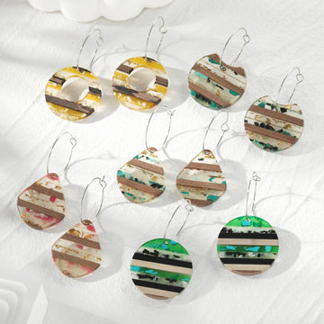 Striped Geometric Hoop Earrings in Five Pictured Designs