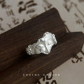 Silver Tone Sculpted Buddha Face Adjustable Open Ring For Women view 3
