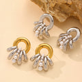Octopus Ring Pearl Drop Stud Earrings Stainless Steel view 3