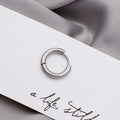 Stainless Steel Thick Circle Huggie Hoop Earring Silver Tone view 3