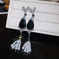 Bow and Teardrop Crystal Earrings With Pearl Tassels view 7