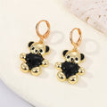 Gold Tone Colorful Bear Huggie Drop Earrings in Seven Colors view 5