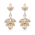Aqua Green Green Leaf Teardrop Tassel Crystal Four Designs Metal Dangle Earrings view 5