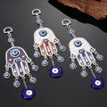 Silver Tone Hamsa Hand Blue Evil Eye Clip Keychains in Three Colors view 1