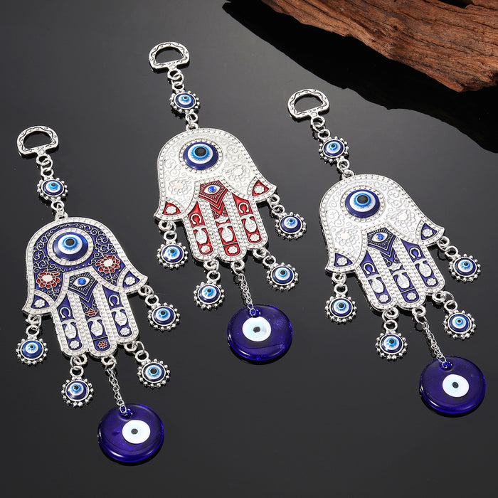 Silver Tone Hamsa Hand Blue Evil Eye Clip Keychains in Three Colors