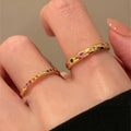 Gold Tone Two Ring Set With Colorful Stones And Textured Bands view 2