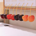Glossy Resin Cherry Drop Earrings Gold Stainless Steel Stem view 2