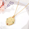 Gold Tone Colorful Crystal Evil Eye Hamsa and Mary Pendant Necklaces view 3