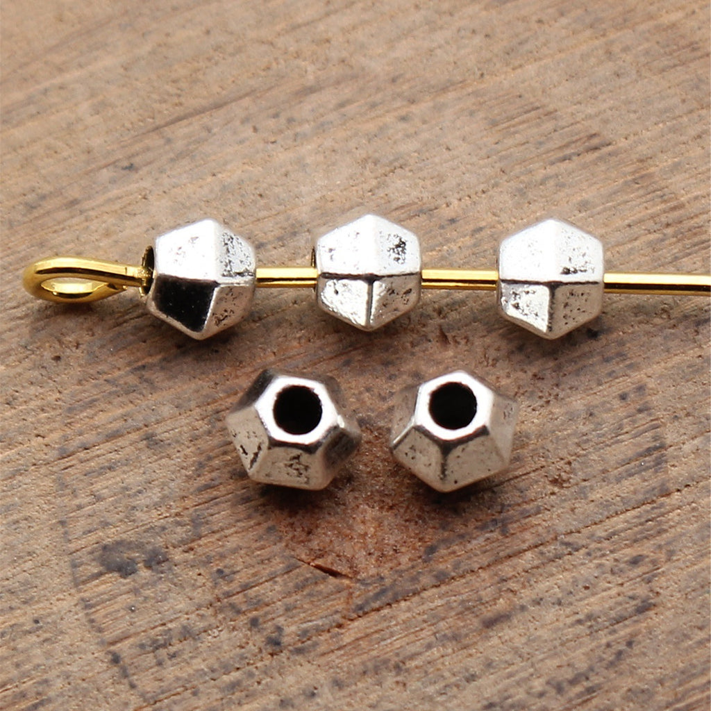 4.7x4.7x3.7mm 0.19g Multicolor Zinc Alloy Hexagon Geometric Polyhedron Loose Metal Beads for Bracelet Making