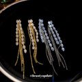 Crystal Chain Tassel Drop Earrings In Gold And Silver Tones view 4