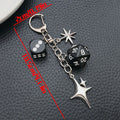 Black Polyhedral Dice and Four Point Star Clasp Keychain view 6