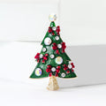 Green Enamel Christmas Tree Brooch with Colorful Ornaments view 2