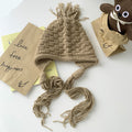 Chunky Ribbed Knit Earflap Hat With Long Braided Ties view 10