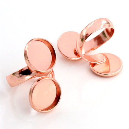 Double Round Bezel Adjustable Ring Blanks in Six Finishes, close view of the finish and front surface
