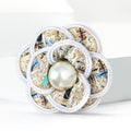 Layered Petal Flower Brooch with Pearl Center in Two Colors view 3