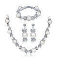 Black Silver Tone Pearl Floral Vine Pearl Look Metal Necklace and Earring Set view 5