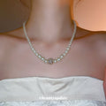 Graduated Pearl Crystal Accent Necklace Decorative Jewelry view 3