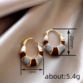 Gold Tone Hexagonal Hoop Earrings With Black Enamel Panels view 4
