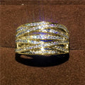 Extra-Wide Crisscross Multi-Rail Pave Ring In Silver Tone view 3