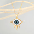 Gold Tone Spiked Eyeball Pendant Necklaces in Six Iris Colors view 8