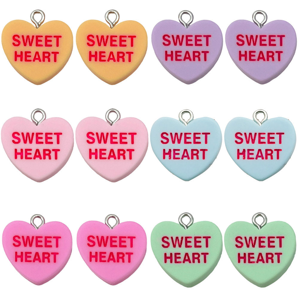 Resin Colorful Letter Heart charm pendants for DIY necklace keychain jewelry making