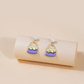 Gold Mini Handbag Earrings Checkered Quilt Pearl Styles view 8