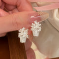 Crystal Flower Basket Stud Earrings in Silver and Gold view 1