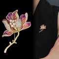 Red Gold Tone Flower Crystal Enamel Two Designs Metal Brooch Pin 4.4 x 5.3 cm 4.4 x 5.3 cm view 4