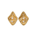 Textured Diamond Shape Stud Earrings With Crystal Accents view 5