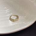 Gold Open Adjustable Three Pearl Face Band Ring Metal view 4